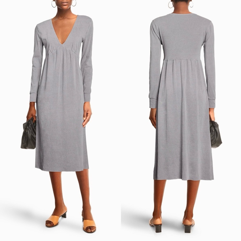 JAMES PERSE Mélange Slub Empire Waist Midi Dress‎ in Mineral Gray